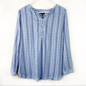 [Talbots] Blue Floral Embroidered Popover